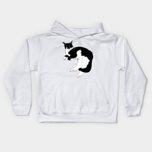 Cute Tuxedo Cat why are you looking at me?  Copyright TeAnne Kids Hoodie